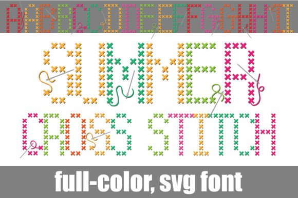Summer Cross Stitch: A Charming Color Font for Handmade Brands